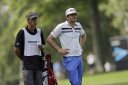Keegan Bradley with caddie Steven "Pepsi" Hale at the 2013 WGC-Bridgestone Invitational, the last time Bradley won on the PGA Tour.