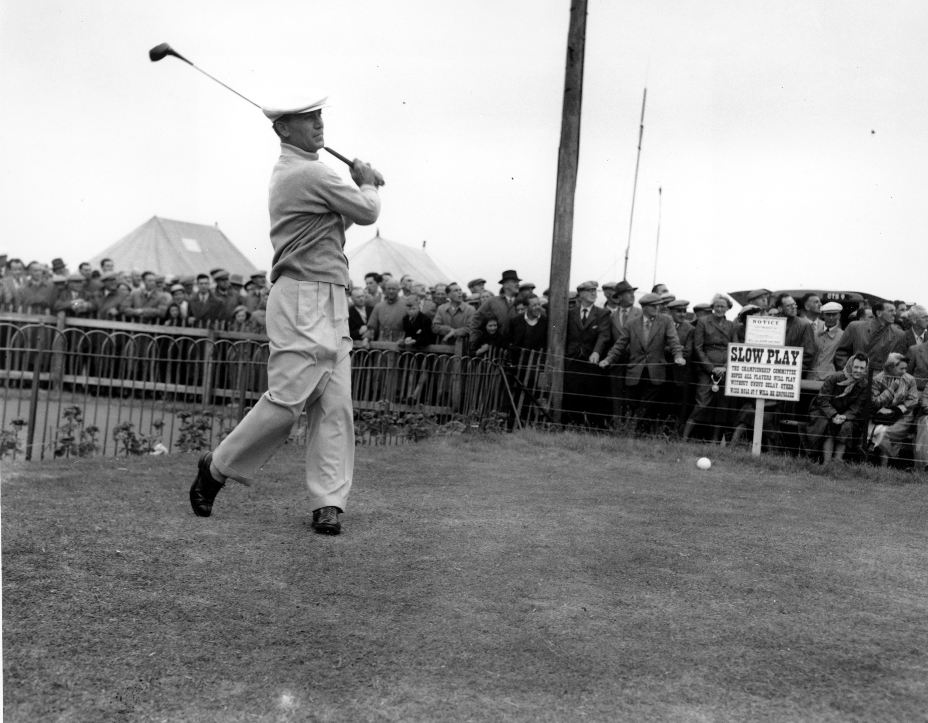 Ben Hogan of the USA, puts in a practice round over the championship course at Carnoustie, Near Dundee, Scotland on July 4, 1953 for the British Open Golf Championship. 