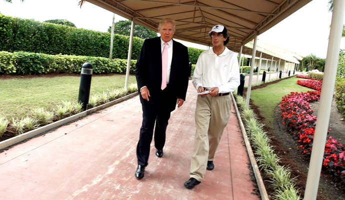 Donald Trump (left) and Golfweek's Bradley S. Klein chat about Doral's makeover.