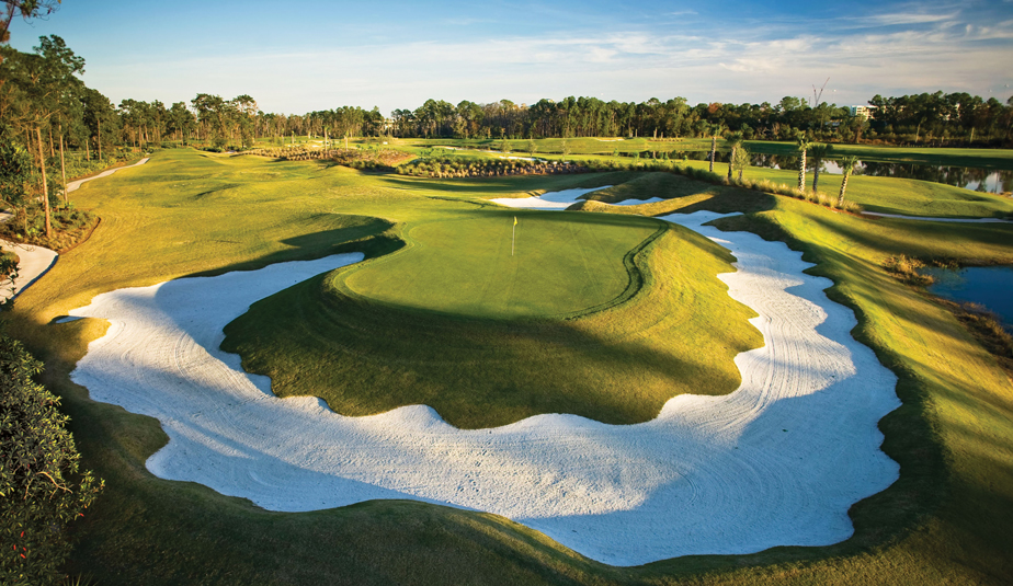 The par-3 11th hole at Waldorf Astoria Golf Club