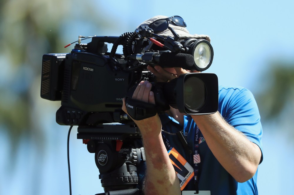 HONOLULU, HI - JANUARY 14: A NBC Golf Channel camera operator is seen during the final round of the Sony Open In Hawaii at Waialae Country Club on January 14, 2018 in Honolulu, Hawaii. (Photo by Sam Greenwood/Getty Images)