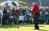 Apr 5, 2018; Augusta, GA, USA; Jack Nicklaus hits his ceremonial tee shot on the 1st hole during the first round of the Masters golf tournament at Augusta National GC. Mandatory Credit: Michael Madrid-USA TODAY Sports