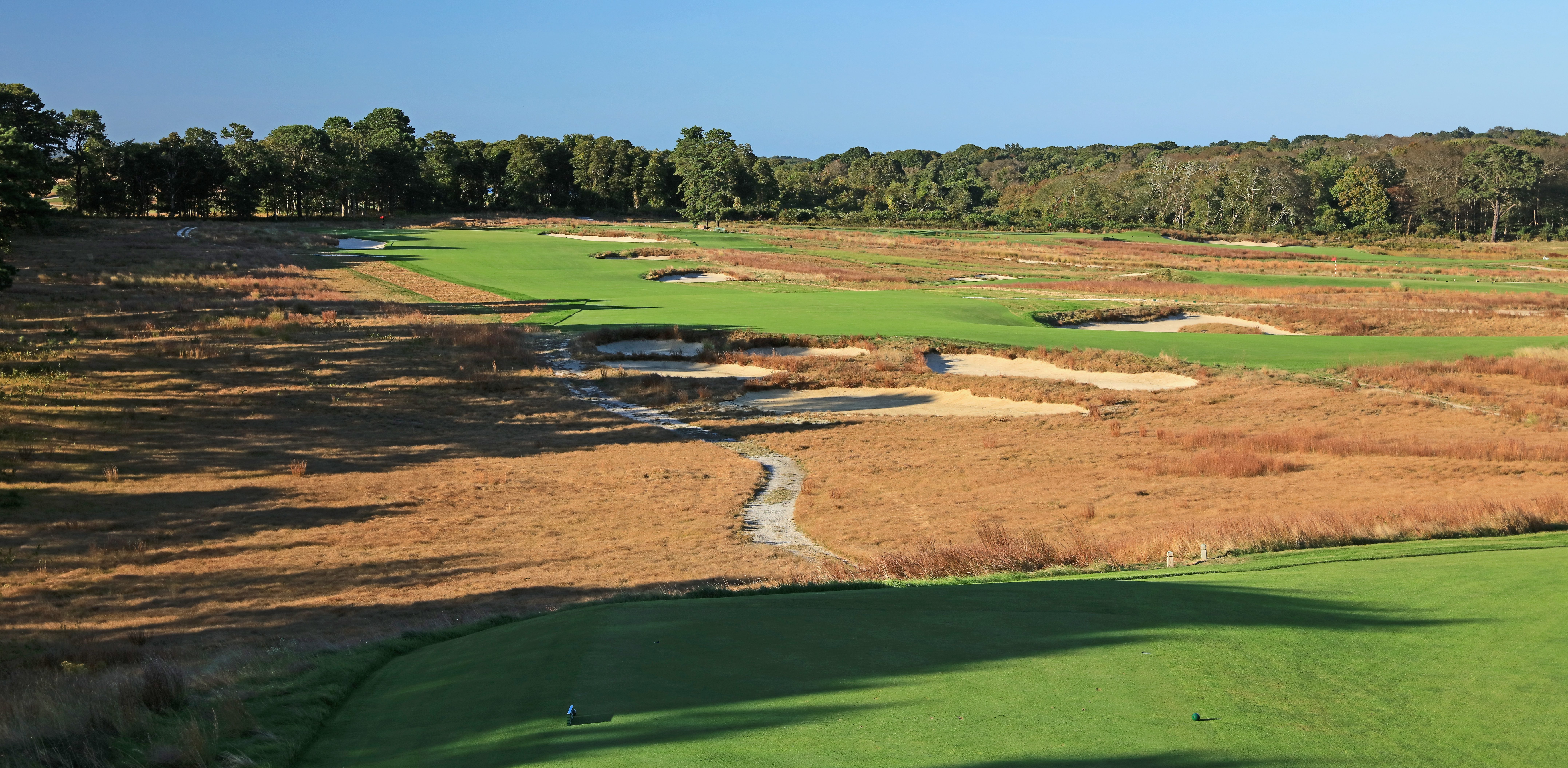SOUTHAMPTON, NY - OCTOBER 03: EDITORS NOTE: Polarising filter used on the camera in this image: The 500 yards par 4, third hole "Peconic" at Shinnecock Hills Golf Club the host venue for the 2018 US Open Championship on October 4, 2017 in Southampton, New York. (Photo by David Cannon/Getty Images)