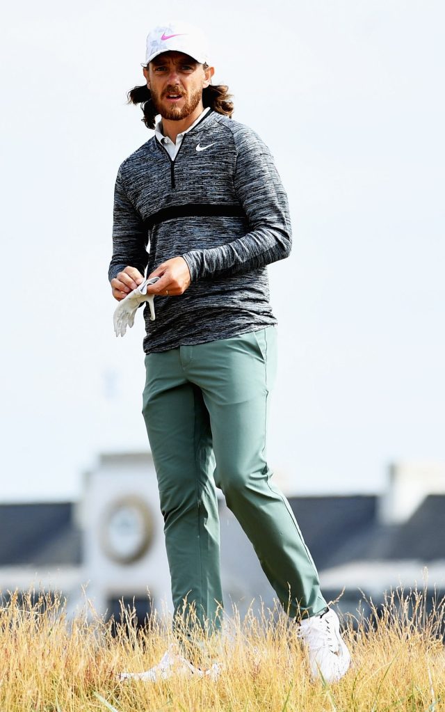 CARNOUSTIE, SCOTLAND - JULY 15: Tommy Fleetwood of England seen as he practices during previews to the 147th Open Championship at Carnoustie Golf Club on July 15, 2018 in Carnoustie, Scotland. (Photo by Warren Little/R&A/R&A via Getty Images)