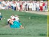 Bob Tway of the United States hitting onto the green during the US PGA Championship held at the Inverness Golf Club, Ohio, 11th August 1986. Tway won the tournament, winning the play-off by two strokes. (Photo by Phil Sheldon/Popperfoto/Getty Images)