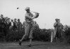 30th June 1937: American golfer, Byron Nelson driving off during his match in the Ryder Cup. The USGA repetitive ball-testing machine is named 'Iron Byron' after him. He won two Masters, two USPGA and one US Open Championship before WW II intervened. (Photo by Fox Photos/Getty Images)