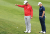 New Golf Rules 2019 Henric Sturehed watches Jon Rahm take a drop at the Spanish Open. Under the new rules, players will drop from knee height instead of shoulder height. 