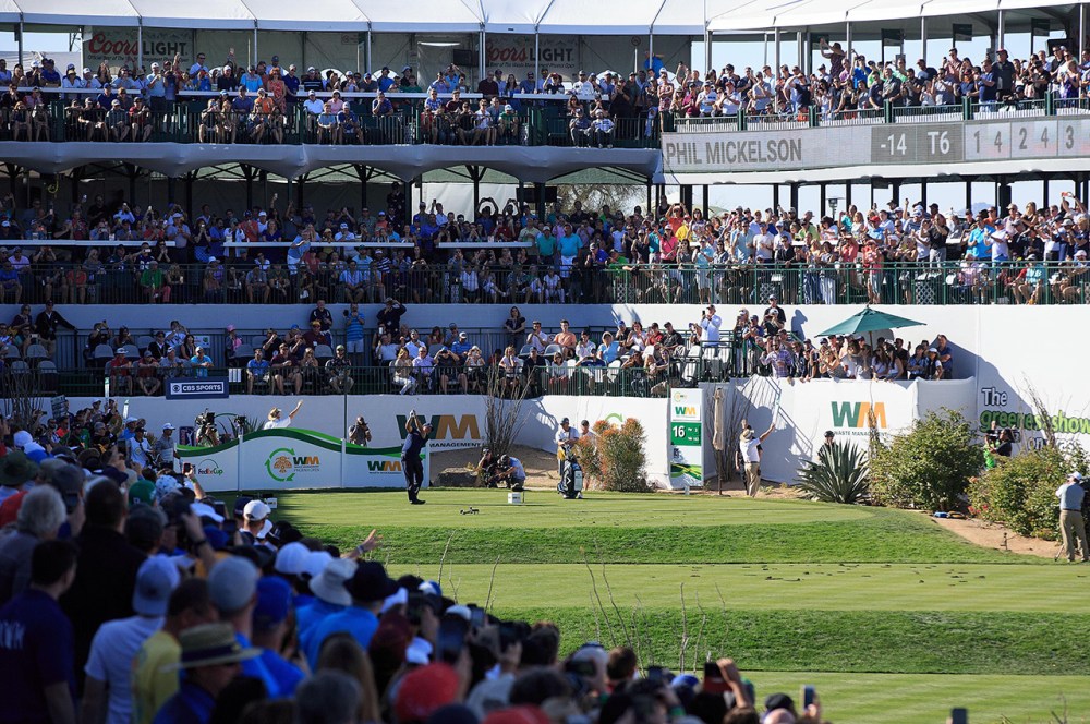 Phil Mickelson on the 16th hole at the 2018 Waste Management Phoenix Open. (Allan Henry-USA TODAY Sports)