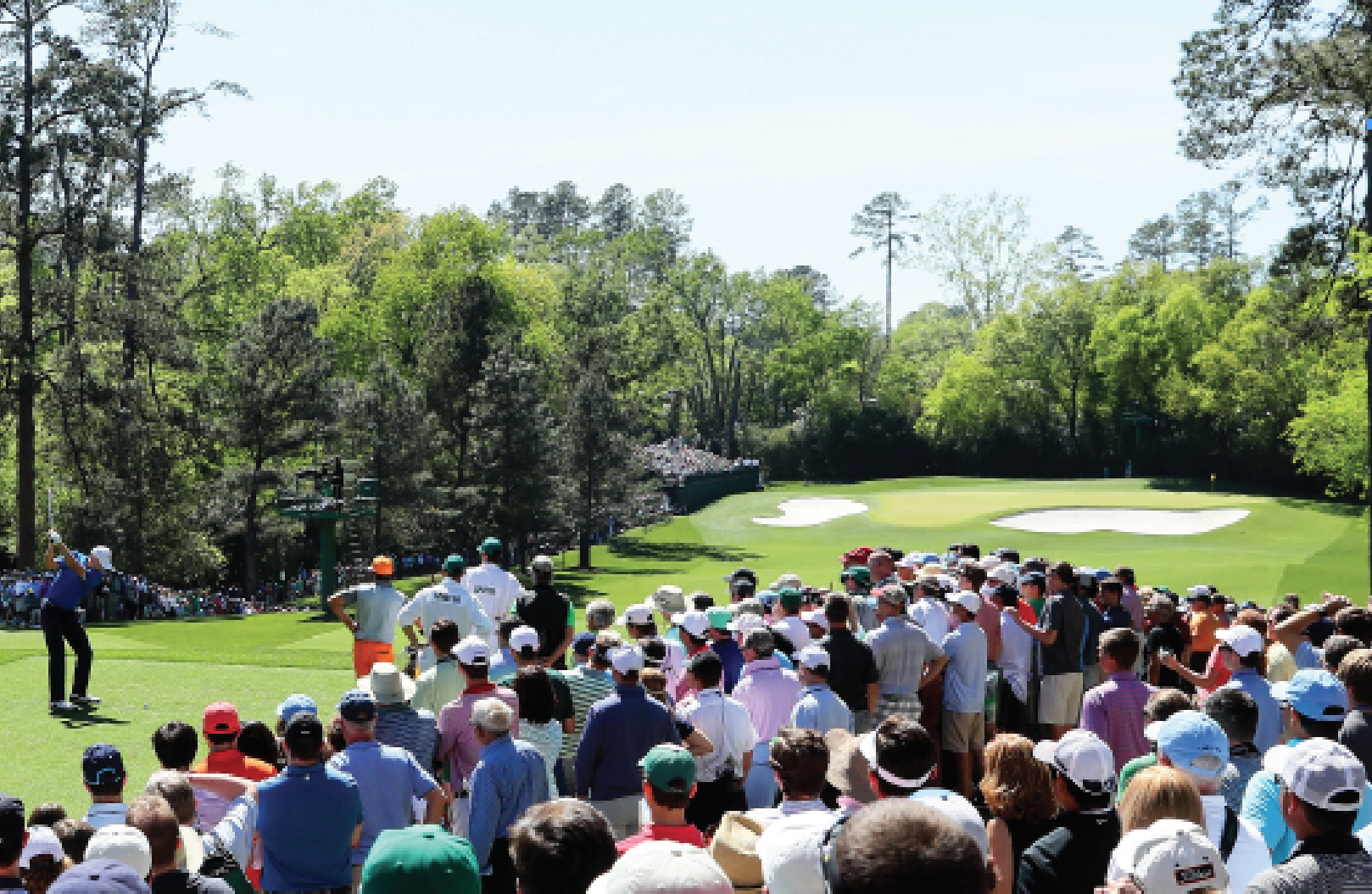 Jordan Spieth tees off on No. 4 in the 2017 Masters.