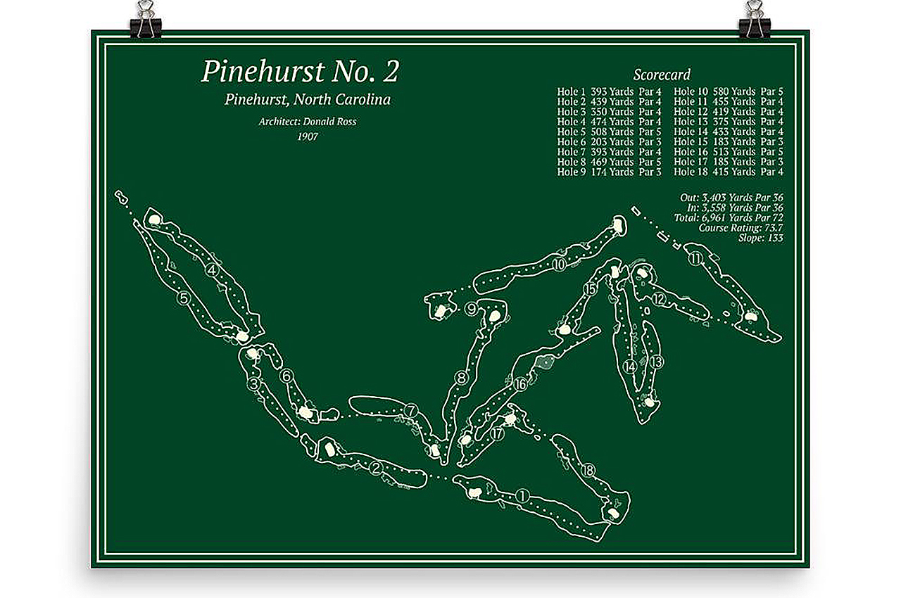 Course Maps poster of Pinehurst No. 2