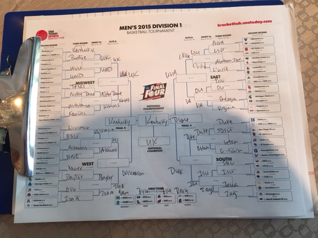 KD's 2015 NCAA tourney picks. 