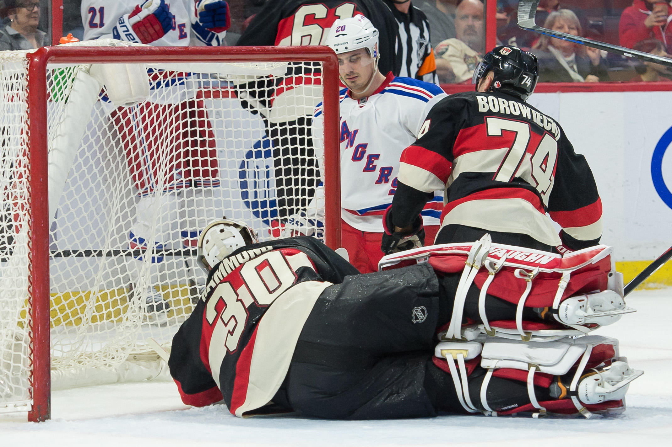 Chris Kreider scores against Ottawa goalie Andrew Hammond on March. 26. (Marc DesRosiers, USA TODAY Sports)