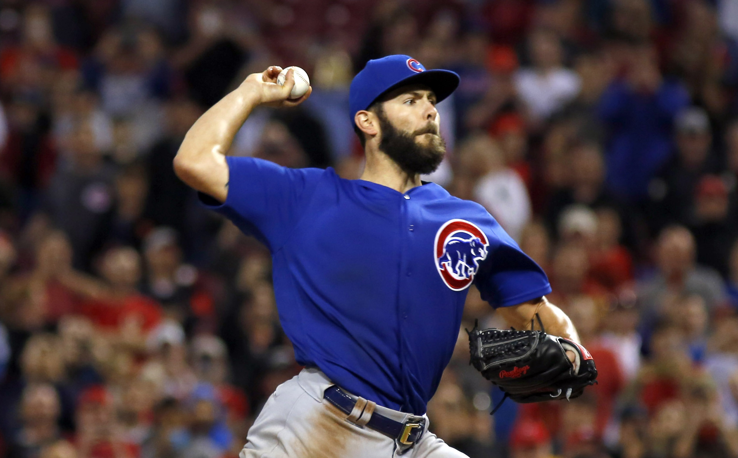 Apr 21, 2016; Cincinnati, OH, USA; Chicago Cubs starting pitcher Jake Arrieta throws the last pitch of a no-hitter during the bottom of the ninth inning against the Cincinnati Reds at Great American Ball Park. The Cubs won 16-0. Mandatory Credit: David Kohl-USA TODAY Sports