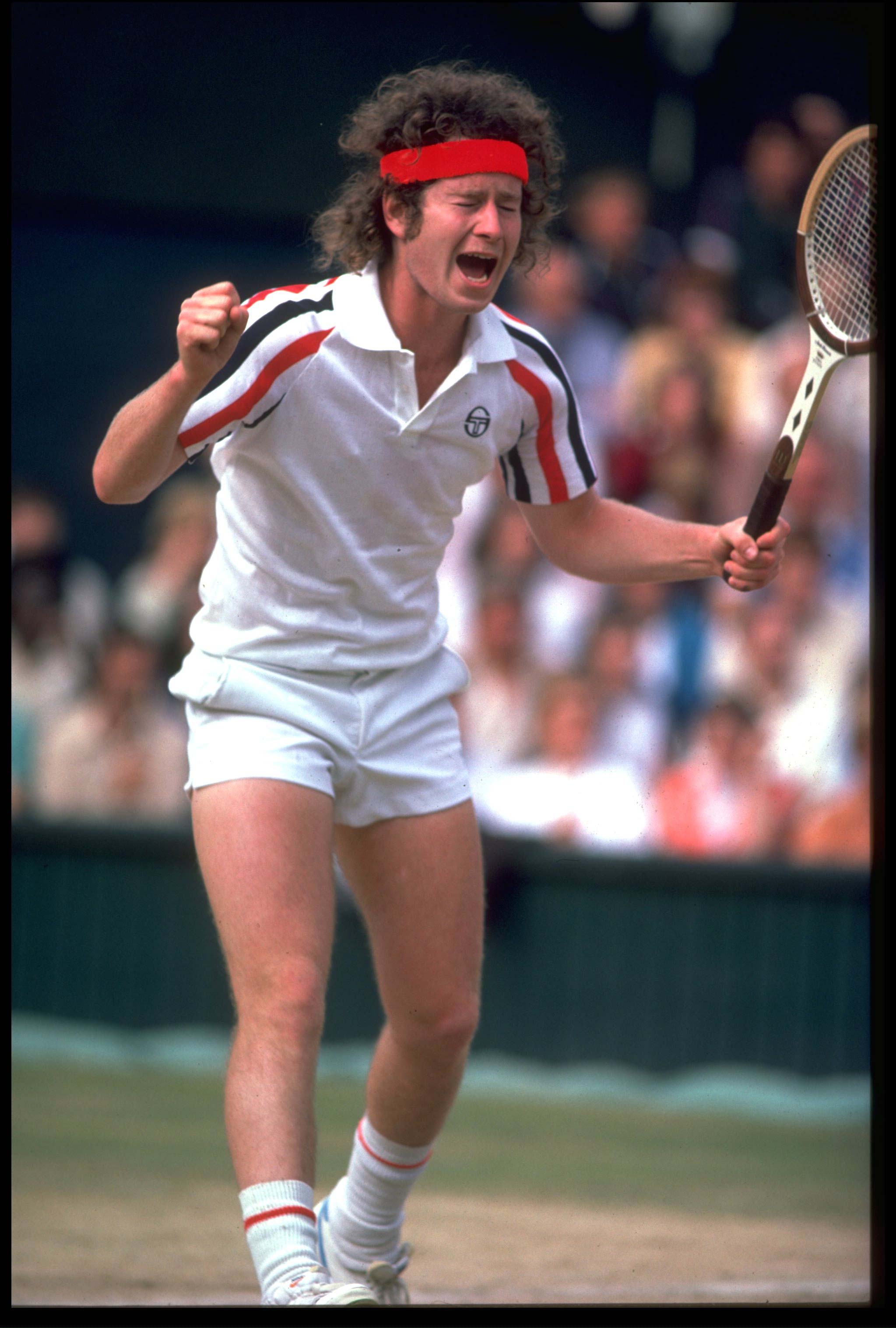 Do not publish this image! USA TODAY's policy is to not use Allsport photos. This photo was previously published USA TODAY and is being retained only as a record of publication. -- JUN 1980: JOHN MCENROE OF THE UNITED STATES REACTS WITH ANGER AFTER AN UMPIRES CALL AT THE 1980 WIMBLEDON CHAMPIONSHIPS. ORG XMIT: WIMBLEDON JOHN MCENROE