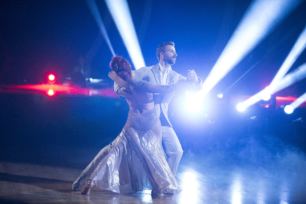 DANCING WITH THE STARS - "Episode 2305" - The nine remaining celebrities will set out to leave a lasting impression with their dances as they commemorate their most memorable year, on "Dancing with the Stars," live, MONDAY, OCTOBER 10 (8:00-10:01 p.m. EDT), on the ABC Television Network. (ABC/Eric McCandless) SHARNA BURGESS, JAMES HINCHCLIFFE